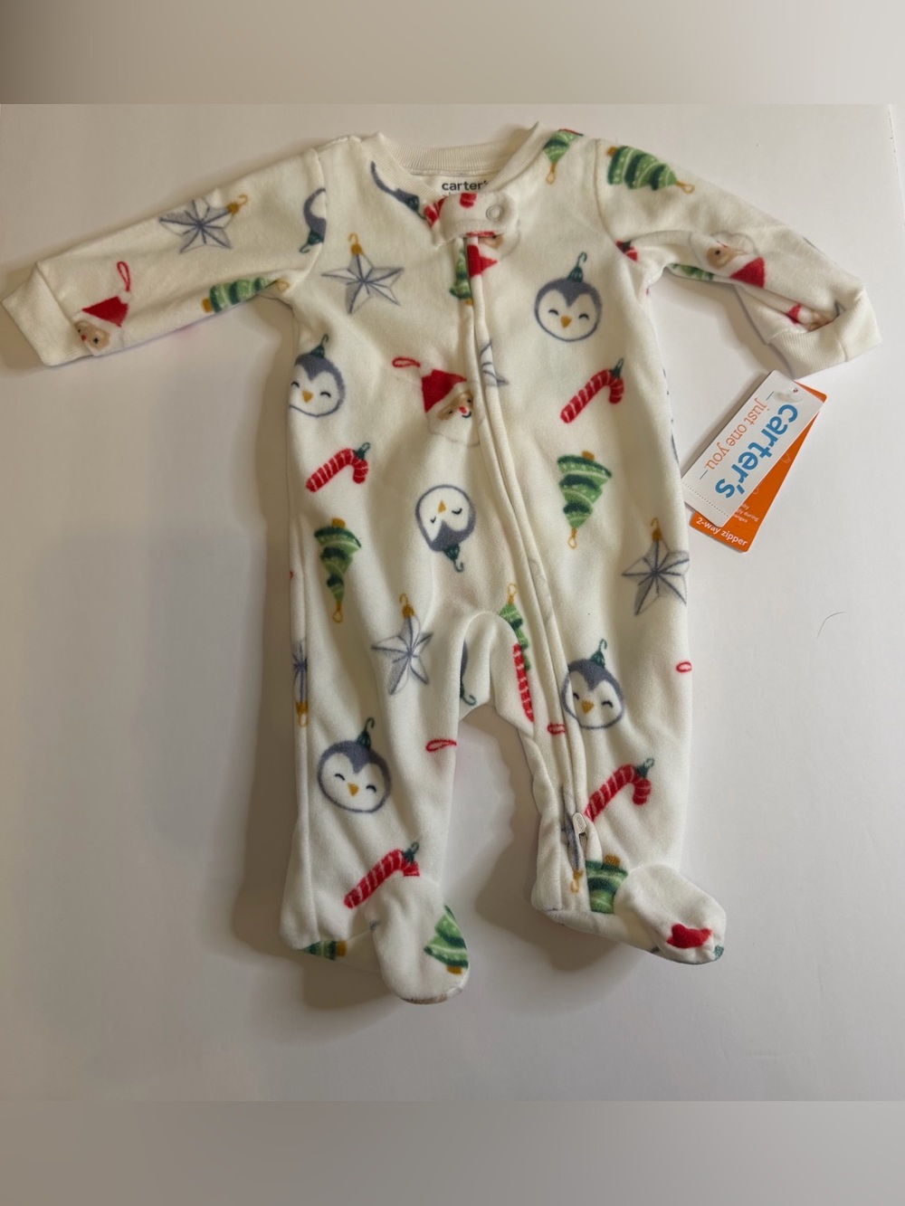 Carter’s Just One You Newborn Christmas Fleece Footed Pajamas NWT